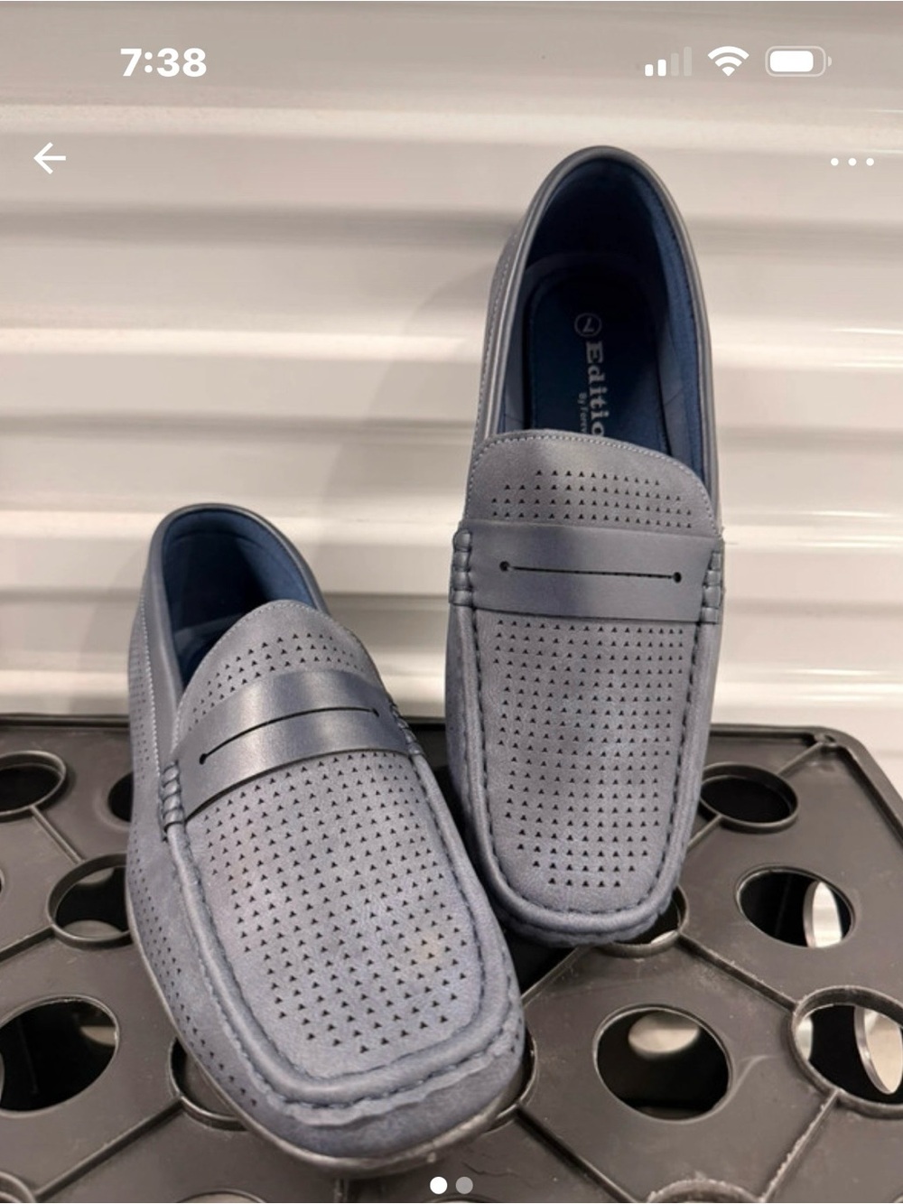 Perforated Men’s Slip-On Loafers in Light Blue